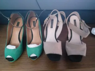 Zapatos Zara Verdes Peep Toe Tacón