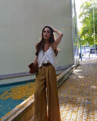 Top Satinado Drapeado