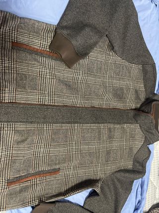 Chaqueta de cuadros marrón y gris