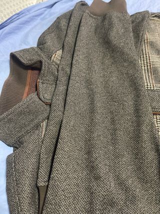 Chaqueta de cuadros marrón y gris