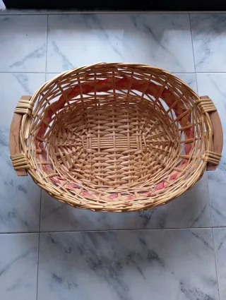 Cesto Ovale Vimini con Manici Legno