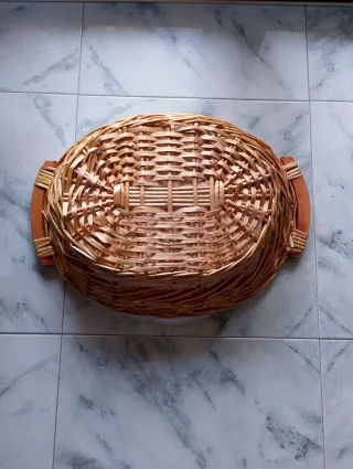 Cesto Ovale Vimini con Manici Legno