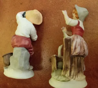 Pareja figuras vintage porcelana niño y niña