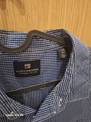 Camisa Scotch & Soda cuadros pequeños azul y blanc