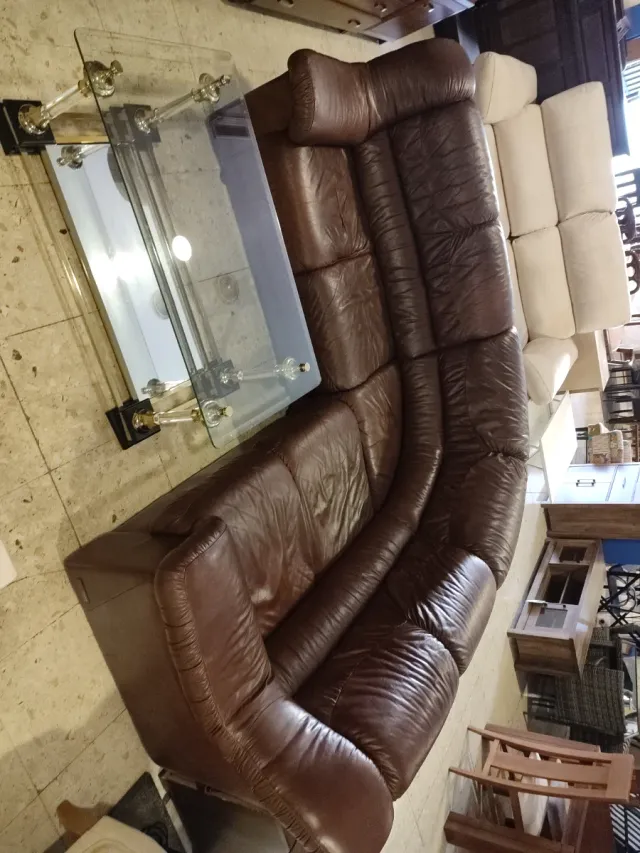 Sofá Rinconera Piel Marrón