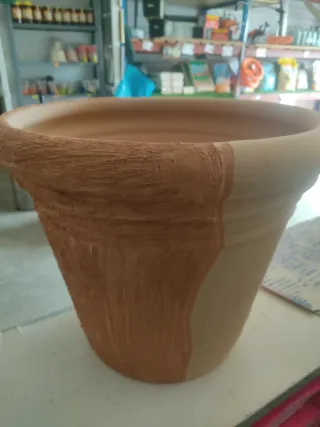 Maceta rústica terracota beige y marrón