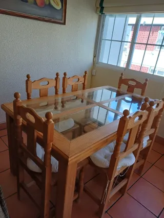 Mesa comedor rústica con 6 sillas