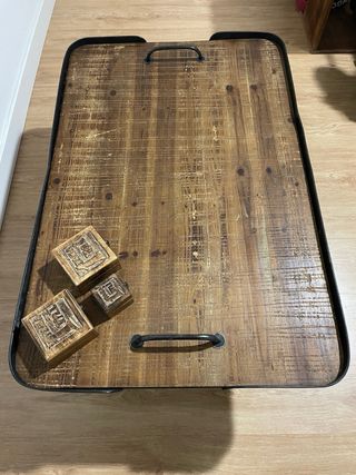 Mesa centro industrial madera y metal