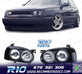 FAROS DOBLES VOLKSWAGEN VW GOLF 3 NEGRO