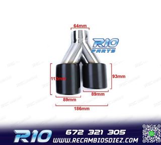 COLAS ESCAPE SALIDA DOBLE UNIVERSAL 2x 89MM ACERO INOX NEGRO