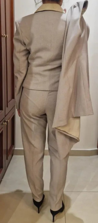 Tailleur donna 3 pezzi beige/tortora