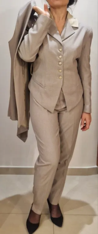 Tailleur donna 3 pezzi beige/tortora