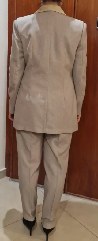 Tailleur donna 3 pezzi beige/tortora