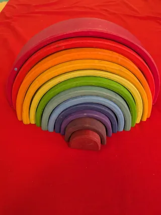 Torre Arcobaleno Rosa in Legno Waldorf Montessori