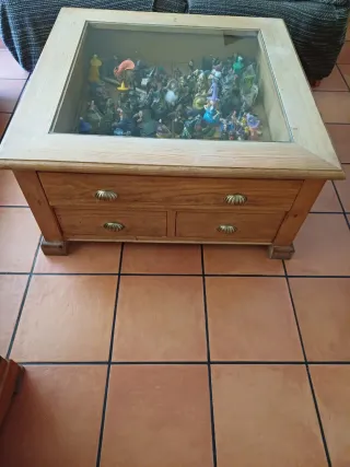 Mesa centro rústica madera y cristal