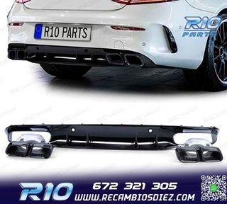 DIFUSOR MERCEDES CLASE C C205 COUPE 15-18 LOOK AMG C63 NEGRO
