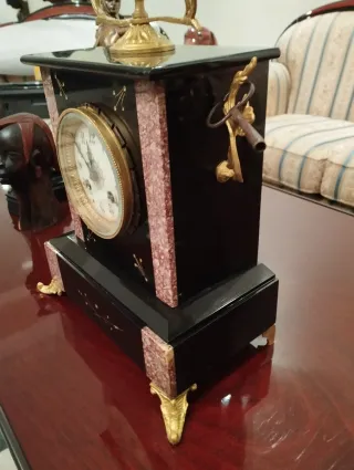 Orologio da Camino in Marmo e Bronzo