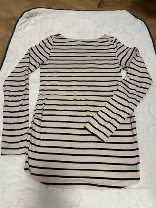 Camiseta premamá rayas beige y negra Talla S