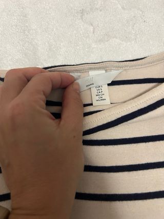Camiseta premamá rayas beige y negra Talla S