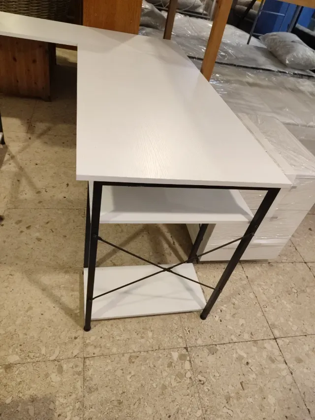 Escritorio con Estantería Madera y Metal