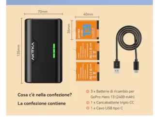 3 Baterías y Cargador AKTTKA GoPro