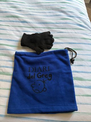 Buff azul Diari del Greg + guantes