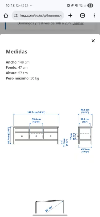Mueble TV Hemnes Ikea con tiradores Zara Home