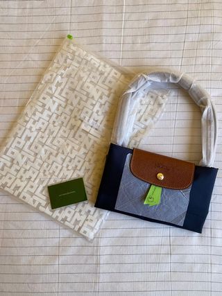 Longchamp Le Pliage Talla L Azul Marrón