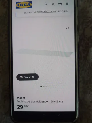Tablero de vidrio cristal Ikea