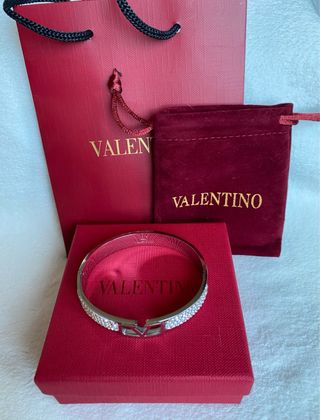 Brazalete Valentino Plateado con Cristales