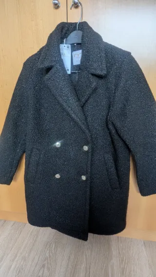 Abrigo paño nuevo negro talla L