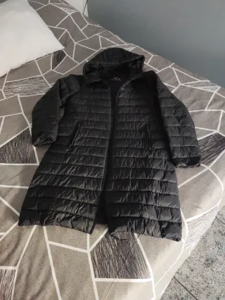 Chaquetón largo mujer negro