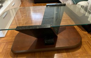Mesa centro cristal y mármol