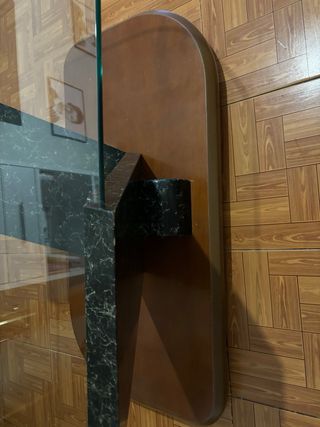 Mesa centro cristal y mármol
