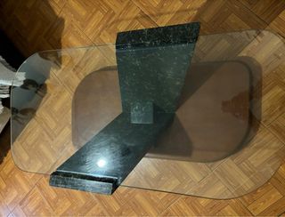 Mesa centro cristal y mármol