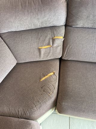 Sofá esquinero tela y polipiel