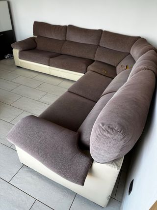 Sofá esquinero tela y polipiel