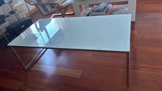 Mesa centro cristal y acero inoxidable