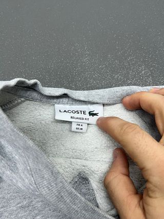 Sudadera Lacoste Gris Bordada Talla M