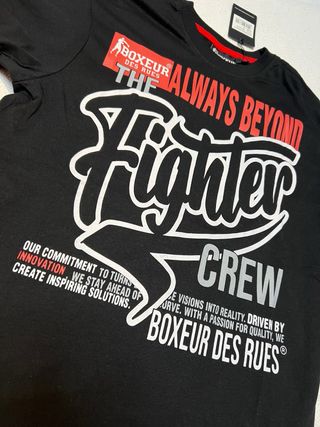 Camiseta corta negra roja blanca Boxeur des rues