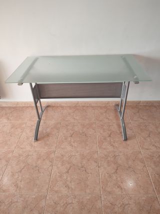 Mesa Cristal Estructura Metálica 120 X 65 X 62