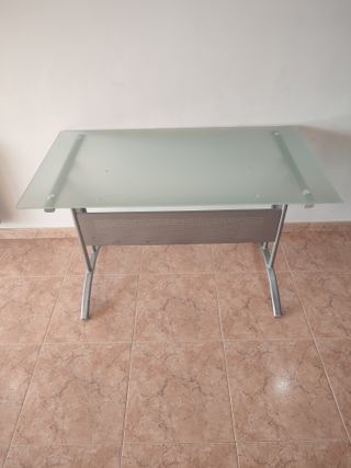 Mesa Cristal Estructura Metálica 120 X 65 X 62