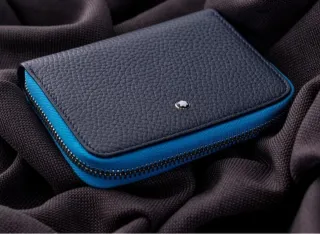 Montblanc Monedero Piel Azul/Negro