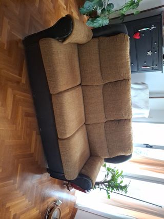 Sofá de 3 plazas tela y piel