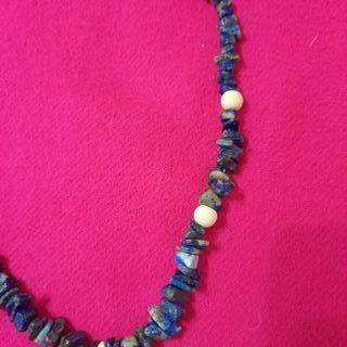 Collar Lapis Lazuli Plata Hueso