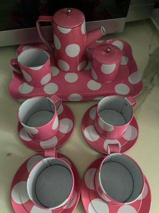 Juego de té infantil rosa lunares