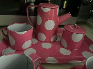 Juego de té infantil rosa lunares