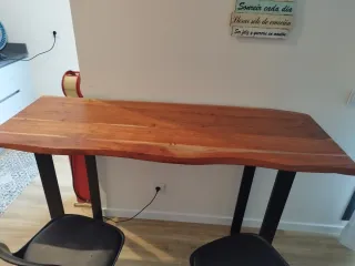 Mesa alta rústica madera y metal