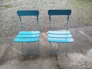 Set 2 Sedie Giardino Blu Acciaio