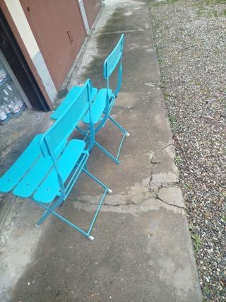 Set 2 Sedie Giardino Blu Acciaio